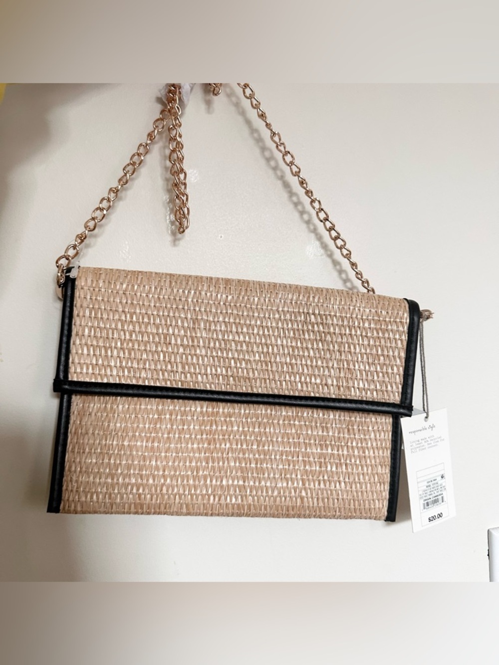 NWT A New Day Woven Tan and Black Clutch